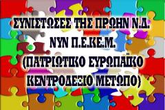 ΣΥΝΙΣΤΩΣΕΣ ΤΗΣ ΠΡΩΗΝ ΝΔ  ΝΥΝ Π.Ε.ΚΕ.Μ. (ΠΑΤΡΙΩΤΙΚΟΥ ΕΥΡΩΠΑΪΚΟΥ ΚΕΝΤΡΟΔΕΞΙΟΥ ΜΕΤΩΠΟΥ)