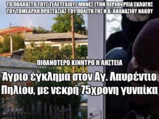 Φωτογραφία για Άγριο έγκλημα στον Αγ. Λαυρέντιο Πηλίου, με νεκρή 75χρονη γυναίκα