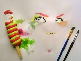 Φωτογραφία για Καλλιτέχνης ζωγραφίζει με παγωτά αντί για μπογιές...