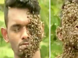 Φωτογραφία για Νεαρός αφήνει 60.000 μέλισσες να… ''ξεκουραστούν''  στο κεφάλι του