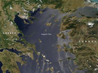 Φωτογραφία για Η NASA κατέγραψε το φαινόμενο Sunglint στα νερά του Αιγαίου