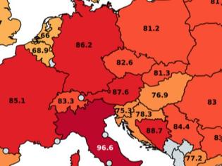 Φωτογραφία για Χάρτης: Οι μεγαλύτερες διαφορές θερμοκρασίας στην Ευρώπη