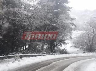 Φωτογραφία για Αχαΐα: Μόνο με αντιολισθητικές αλυσίδες η κυκλοφορία στα ορεινά - Προβλήματα από τη συνεχή χιονόπτωση [photos+video]