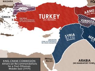 Φωτογραφία για Σχέδιο των ΗΠΑ από το 1919 δείχνει τα κράτη που θα μπορούσαν να είχαν δημιουργηθεί στη Μέση Ανατολή