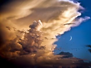 Φωτογραφία για Μαγευτικό: Σύννεφα, Πουλιά, Σελήνη, Αφροδίτη