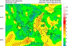 Δελτίο καιρού για Τρίτη 01-05-2018