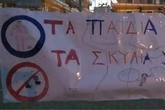 Σάλος με πανό σε δημοτικό στη Θεσσαλονίκη: «Τα παιδιά εδώ, τα σκυλιά στο βουνό»