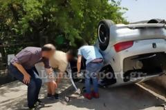 Λαμία: Τούμπαρε μέσα στην πόλη - Τραυματίστηκε η οδηγός