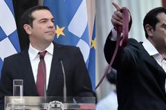 Σόου Τσίπρα με την κόκκινη γραβάτα στο Ζάππειο