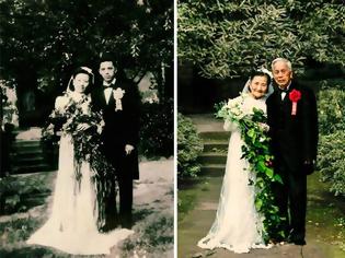 Φωτογραφία για 98 ετών ζευγάρι αναπαριστά το γάμο του 70 χρόνια μετά!