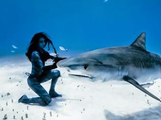 Φωτογραφία για Μοναδικό θέαμα: Ατρόμητη 38χρονη κολυμπά μαζί με τους καρχαρίες [video+photos]