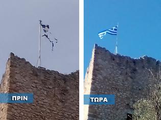 Φωτογραφία για Αντικαταστάθηκε η κουρελιασμένη Ελληνική σημαία στο ΚΑΣΤΡΟ ΤΗΣ ΒΟΝΙΤΣΑΣ | ΦΩΤΟ