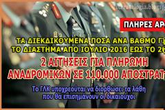 2 αιτήσεις για αναδρομικά και έξτρα πληρωμές σε 110.000 αποστράτους-Ποσά ανά βαθμό (ΠΙΝΑΚΕΣ-ΕΝΤΥΠΑ)
