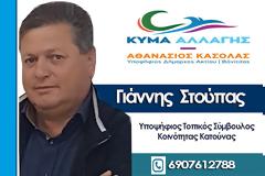 Ο δραστήριος ΓΙΑΝΝΗΣ ΣΤΟΥΠΑΣ εκ νέου υποψήφιος στο τοπικό της ΚΑΤΟΥΝΑΣ με το Θανάση Κασόλα