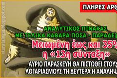«13η σύνταξη»: Πόση είναι και πόση φτάνει στην τσέπη μετά τις κρατήσεις και φόρο (ΠΙΝΑΚΑΣ)
