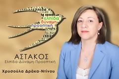 Θερμές ευχαριστίες ΧΡΥΣΟΥΛΑΣ ΔΡΑΚΑ -ΝΤΙΝΟΥ για την εκλογή της στο Τοπικό Συμβούλιο ΑΣΤΑΚΟΥ