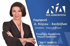 Λαμπρινή Δ.Κόγιου-Χατζηζήση: Συγχαίρω τον Κυριάκο Μητσοτάκη, τον Ανδρέα Πάτση και ΕΥΧΑΡΙΣΤΩ