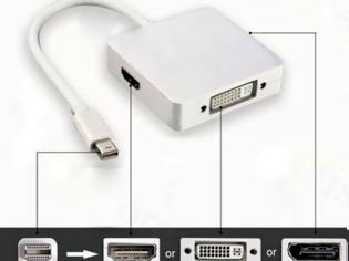 Φωτογραφία για Apple Macbook 3πλος αντάπτορας  αποMini DisplayPort σε HDMI-DVI 1-DisplayPort