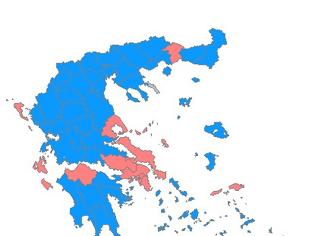 Φωτογραφία για Μπλε ο χάρτης- Ούτε ένα νομό δεν κέρδισε το ΠΑΣΟΚ