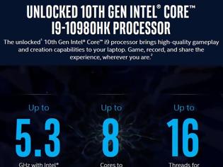 Φωτογραφία για O high end Intel Core i9-10980HK για notebooks