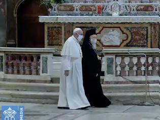 Φωτογραφία για Κοινή εμφάνιση Πάπα Φραγκίσκου και Βαρθολομαίου με μάσκα