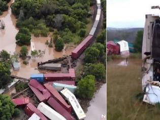 Φωτογραφία για Πλημμύρες προκάλεσαν εκτροχιασμό εμπορικού τρένου.