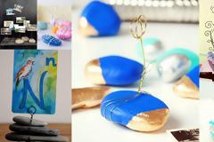 DIY Σταντ για φωτογραφίες - σημειώσεις από βότσαλα