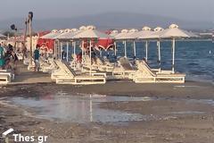 Μεγάλα κύματα σηκώθηκαν ξαφνικά στην παραλία Ποταμός, στην Επανομή.