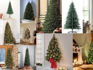 Φωτογραφία για Τεχνητά χριστουγεννιάτικα δέντρα slim και τοίχου για μικρούς χώρους