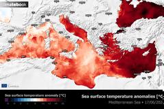 Υψηλές τιμές θερμοκρασίας της επιφάνειας της θάλασσας στην Μεσόγειο