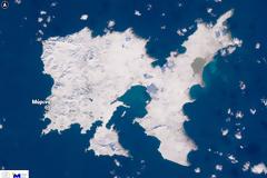 Η χιονισμένη Λήμνος από δορυφόρο