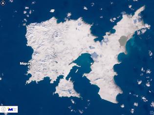 Φωτογραφία για Η χιονισμένη Λήμνος από δορυφόρο