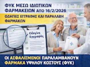 Φωτογραφία για Farmakopoioi οδηγός: ΦΥΚ ΜΕΣΩ ΙΔΙΩΤΙΚΩΝ ΦΑΡΜΑΚΕΙΩΝ ΑΠΟ 16/2/2026
