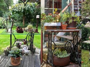 Φωτογραφία για DIY Τραπέζια εξωτερικού χώρου από παλιές ραπτομηχανές