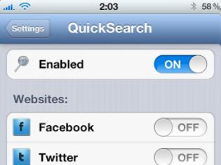 Φωτογραφία για QuickSearch:Cydia tweak