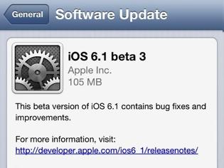 Φωτογραφία για Νέα beta 3 για το ios 6.1 για τους Developer