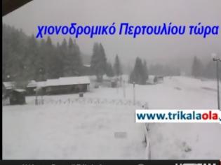 Φωτογραφία για Ισχυρή χιονόπτωση τώρα στα ορεινά των Τρικάλων