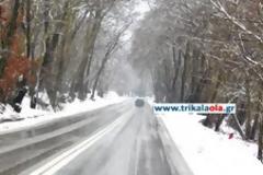 Τρίκαλα: Χιόνι στα ορεινά, χιονόνερο στα πεδινά