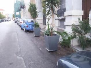 Φωτογραφία για Πάτρα: Απέκλεισε τη θέση στάθμευσης με γλάστρες
