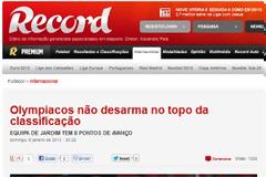 record.xl.pt : ΣΥΝΕΧΙΖΕΙ ΝΑ ΚΥΡΙΑΡΧΕΙ Ο ΟΛΥΜΠΙΑΚΟΣ ΤΟΥ ΖΑΡΝΤΙΜ