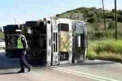 Ανετράπη φορτηγό στην Εγνατία Οδό
