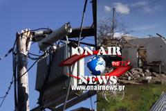 Νεοχώρι: Ανεμοστρόβιλος έκοψε στα δύο κολώνες της ΔΕΗ(