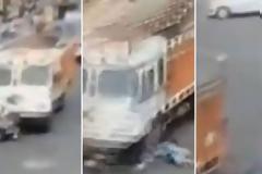 Φορτηγό πέρασε από πάνω της - Δείτε τι συνέβη μετά! - VIDEO