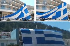 Η μεγαλύτερη Ελληνική σημαία του κόσμου στην Κάλυμνο(βιντεο)