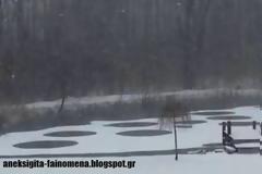 Μυστηριώδες κύκλοι πάνω στην παγωμένη λίμνη  Eden, Νέα Υόρκη - 25 Μαρτιου 2013