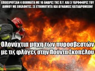 Φωτογραφία για Ολονύχτια μάχη των πυροσβεστών με τις φλόγες στην Πούντα Σκοπέλου