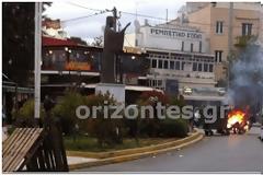 Εκτεταμένα επεισόδια μετά το τέλος του αγώνα – Πετροπόλεμος και καμμένοι κάδοι στη Νέα Φιλαδέλφεια