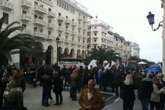 Οικοδόμοι και συνταξιούχοι διαδήλωσαν και σήμερα στην Αριστοτέλους