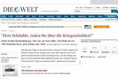 «Κύριε Σόιμπλε μιλήστε για τα χρέη του πολέμου στην Ελλάδα»