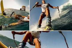 Απίστευτο: Σερφάρει με σανίδες του σκι! (Βίντεο)